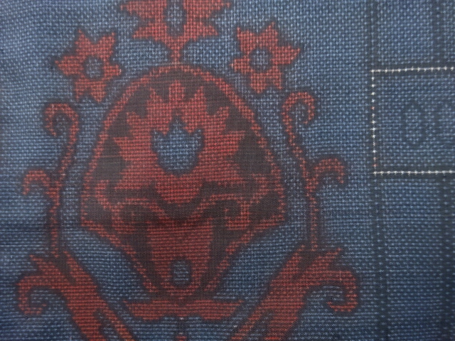 JAPANESE KIMONO / ANTIQUE KIMONO / DORO OSHIMA TSUMUGI (5 maruki) / WOVEN FLORAL SARASA